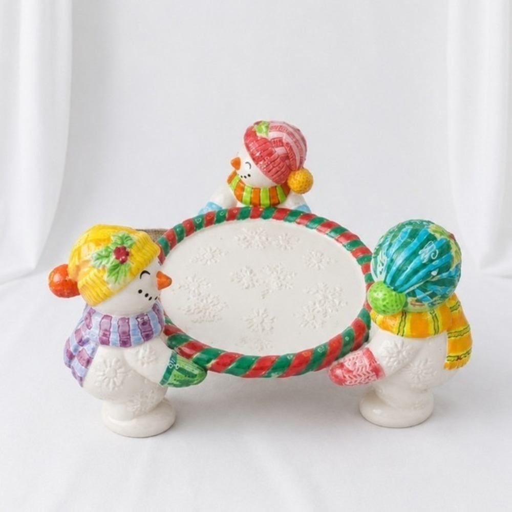 Fitz Floyd Snowman Candle Holder Christmas Ceramic Winter Decor Repaired‎